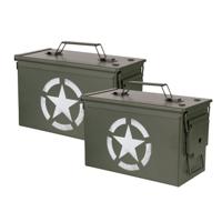 Decoratie opberg box - 2x - munitiekist - groen - 30 x 15 cm - US Army