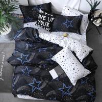 Beddengoed set luxe familie set blad Dekbedovertrek cover kussensloop grootte: 2.2 m vierdelig Laken (ster)