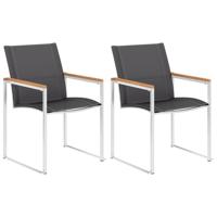 Tuinstoelen 2 st textileen en roestvrij staal grijs