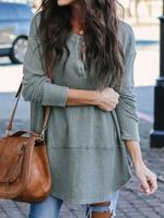 V Neck Cotton-Blend Casual Sweater