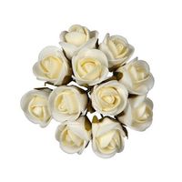 Decoratie roosjes foam - bosje van 12 st - creme wit - Dia 2 cm - hobby/DIY bloemetjes - thumbnail