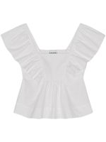 GANNI blouse volantée sans manches - Blanc