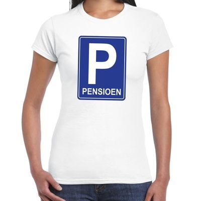 Pensioen P cadeau t-shirt wit dames Pensioen P cadeau t-shirt wit dames