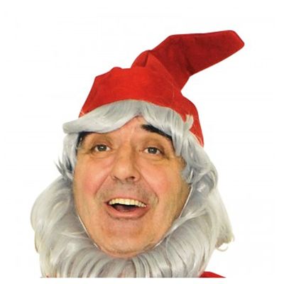 Kabouter/dwergen muts - met grijze baard - rood - voor volwassenen