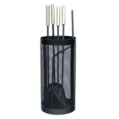 Gerei voor de haard DKD Home Decor Zwart Roestvrij staal Staal 11 x 2 x 51 cm (4 Onderdelen)