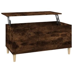 The Living Store Salontafel - Lift Top - Bewerkt hout - 90 x 44.5 x 45 cm - Gerookt eiken