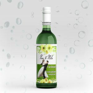 Fles Wijn met een op maat gemaakt etiket - Alleen etiket , Klassiek Wit , uitgeknipt