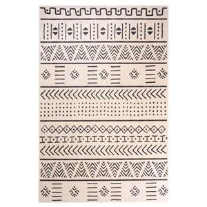 Tapeso Bohemian vloerkleed wasbaar - Moderna wit|zwart - 80x150 cm