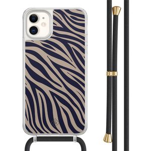 iPhone 11 hoesje met zwart koord - Chevron navy