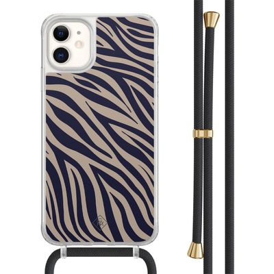 iPhone 11 hoesje met zwart koord - Chevron navy