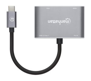 Manhattan USB-C to HDMI & VGA 4-in-1 Docking-Konverter USB-C dockingstation Geschikt voor merk: Universeel USB-C Power Delivery