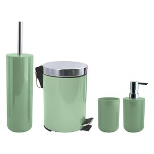 MSV Toiletborstel in houder/beker/zeeppompje/pedaalemmer set Moods - kunststof - groen - Badkameraccessoireset