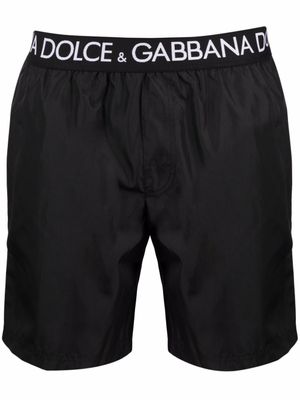 Dolce & Gabbana short de bain à taille logo - Noir