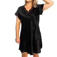 Lady Avenue Pure Silk Nightgown With Lace - thumbnail