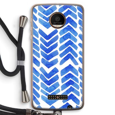 Blauwe pijlen: Motorola Moto Z Force Transparant Hoesje met koord
