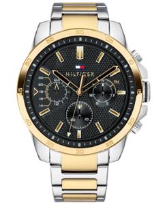 Tommy Hilfiger tweekleurig roestvrijstalen armbandhorloge voor heren, 46 mm
