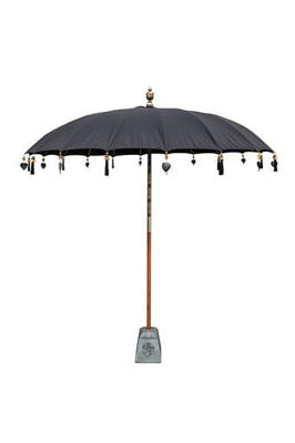 Balinese Parasol houten steel rond 250 cm zwart