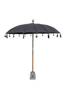 Balinese Parasol houten steel rond 250 cm zwart