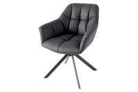Draaistoel PAPILLON draaibaar 180 graden met armleuningen leather zwart - 44594