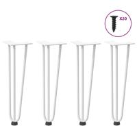 Haarspeld tafelpoten 4 st 42 cm massief staal wit Haarspeld tafelpoten 4 st 42 cm massief staal wit
