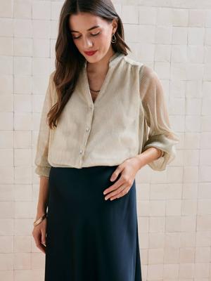 Zwangerschapsblouse van tule en Lurex® goud