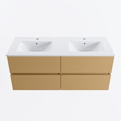 MONDIAZ VICA 120cm badmeubel onderkast Oro 4 lades. Wastafel DENIA dubbel 2 kraangaten, kleur Glanzend Wit.