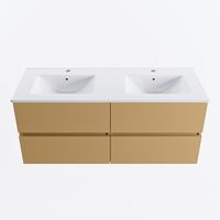 MONDIAZ VICA 120cm badmeubel onderkast Oro 4 lades. Wastafel DENIA dubbel 2 kraangaten, kleur Glanzend Wit.