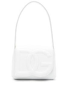 Dolce & Gabbana logo-embossed leather shoulder bag - Blanc