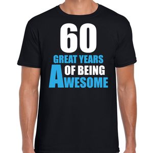 60 great years of being awesome verjaardag cadeau t-shirt zwart voor heren