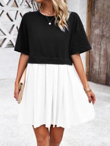 Crew Neck Casual Dress With No