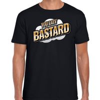You Lazy Bastard fun tekst t-shirt voor heren zwart in 3D effect - thumbnail
