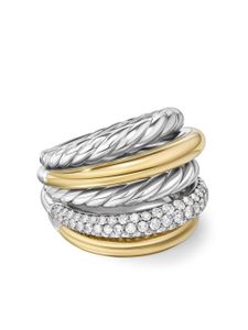 David Yurman bague en or 18ct et argent Sterling pavée de diamants