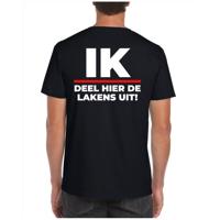Verkleed T-shirt voor heren - IK deel hier de lakens uit! - zwart - baas / collega