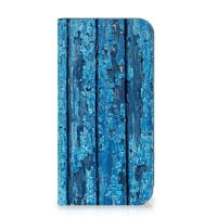 iPhone 15 Plus Book Wallet Case Wood Blue - thumbnail