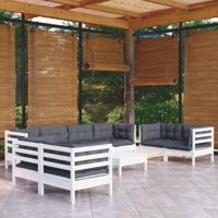 9-delige Loungeset met kussens massief grenenhout