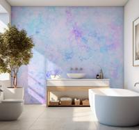 Paars blauwe bubbels fotobehang badkamer