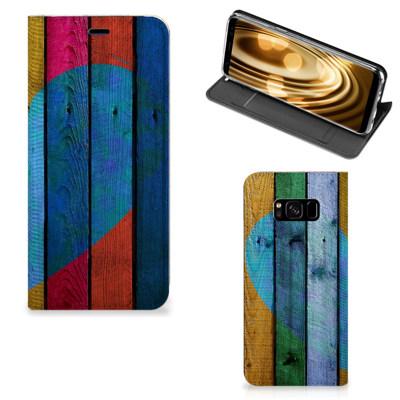 Samsung Galaxy S8 Book | Wallet Case | Wood Heart - Cadeau voor je Vriend