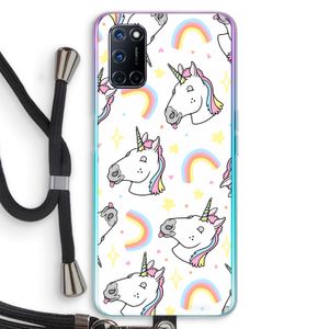 Rainbow Unicorn: Oppo A52 Transparant Hoesje met koord
