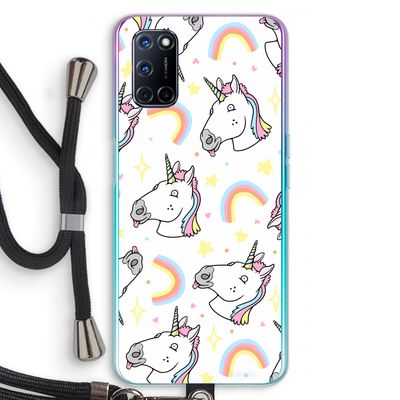 Rainbow Unicorn: Oppo A52 Transparant Hoesje met koord