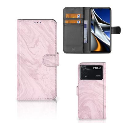 Xiaomi Poco X4 Pro 5G | Bookcase | Marble Pink - Origineel Cadeau Vriendin | Portemonnee hoesje