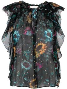 Ulla Johnson robe en soie Dominique à fleurs - Noir