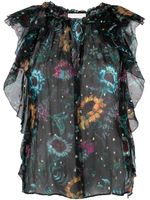 Ulla Johnson robe en soie Dominique à fleurs - Noir - thumbnail