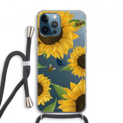 Sunflower and bees: iPhone 12 Pro Transparant Hoesje met koord