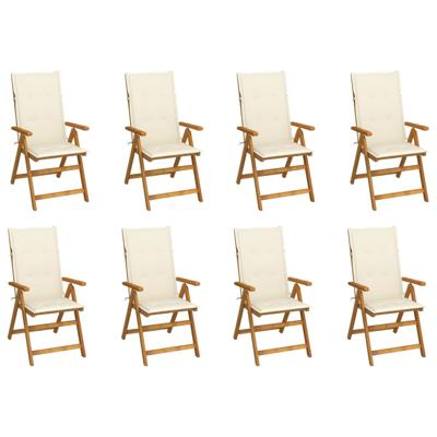 Tuinstoelen 8 st inklapbaar met kussens massief acaciahout