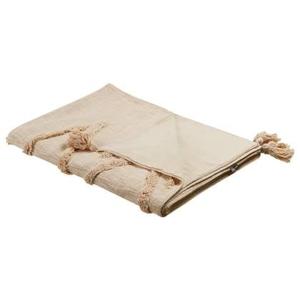 Beliani - MORBI - Plaid - Beige - 130 x 180 cm - Katoen