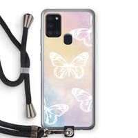White butterfly: Samsung Galaxy A21s Transparant Hoesje met koord