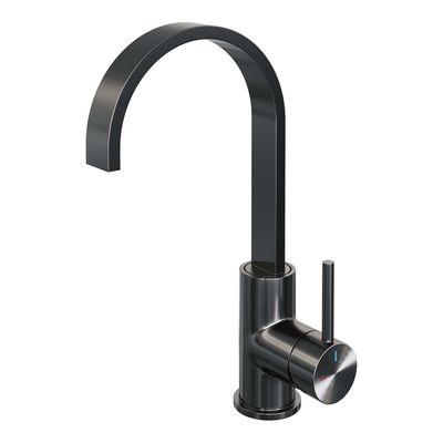 Brauer Gunmetal Edition Wastafelmengkraan opbouw - hoog - draaibaar - platte uitloop - model a - PVD - geborsteld gunmetal 5-GM-003-S3