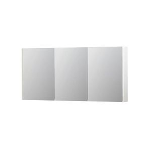INK SPK2 Spiegelkast - 160x14x74cm - 3 deuren - dubbelzijdige Spiegel - schakelaar en stopcontact - MDF lak wit hoogglans 1105506