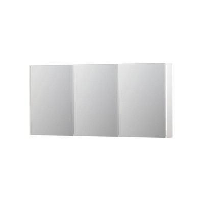 INK SPK2 Spiegelkast - 160x14x74cm - 3 deuren - dubbelzijdige Spiegel - schakelaar en stopcontact - MDF lak wit hoogglans 1105506