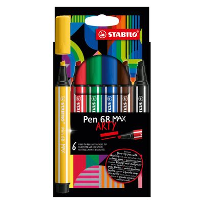 STABILO pen 68 max arty viltstift met dikke beitelpuntetui 6 kleuren